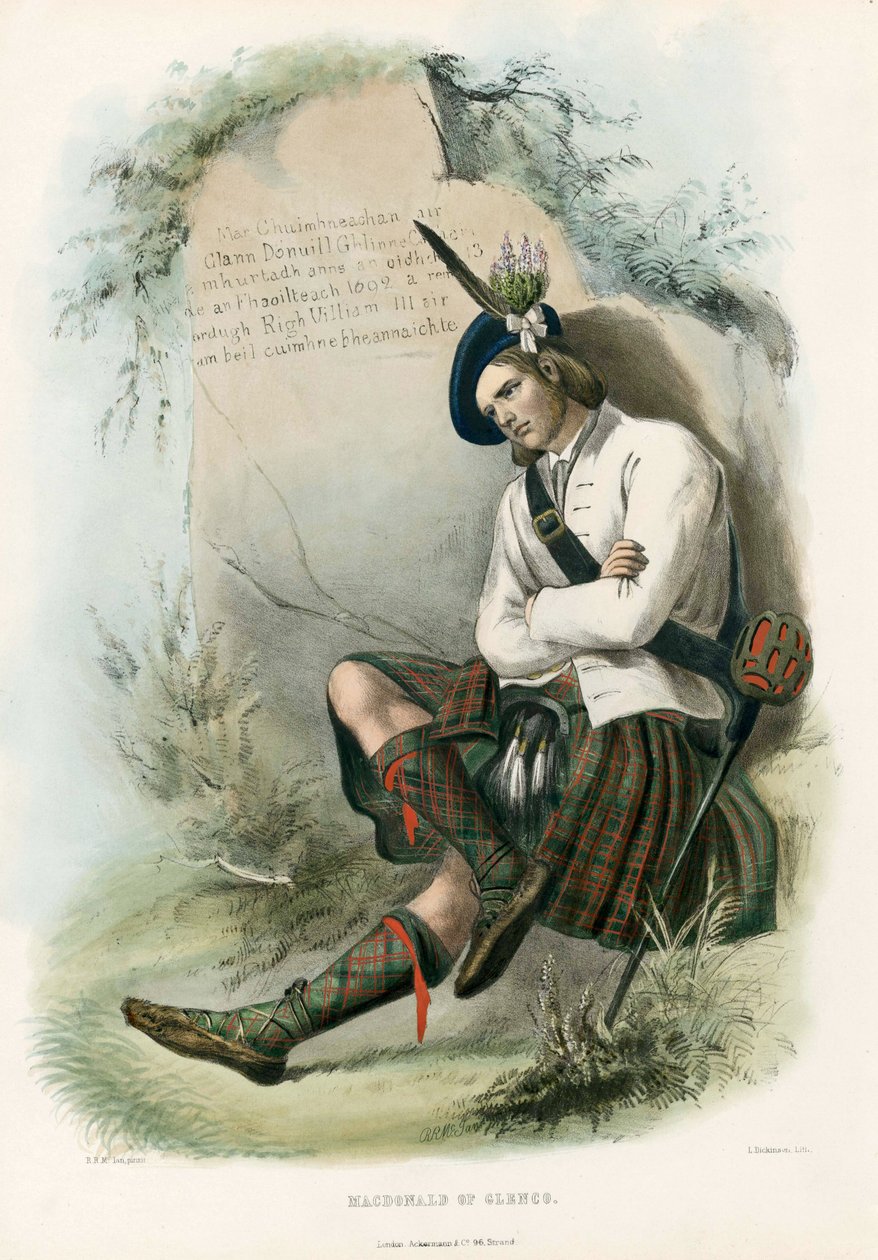 Macdonald of Glencoe, z The Clans of the Scottish Highlands, pub.1845 autorstwa Robert Ronald McIan