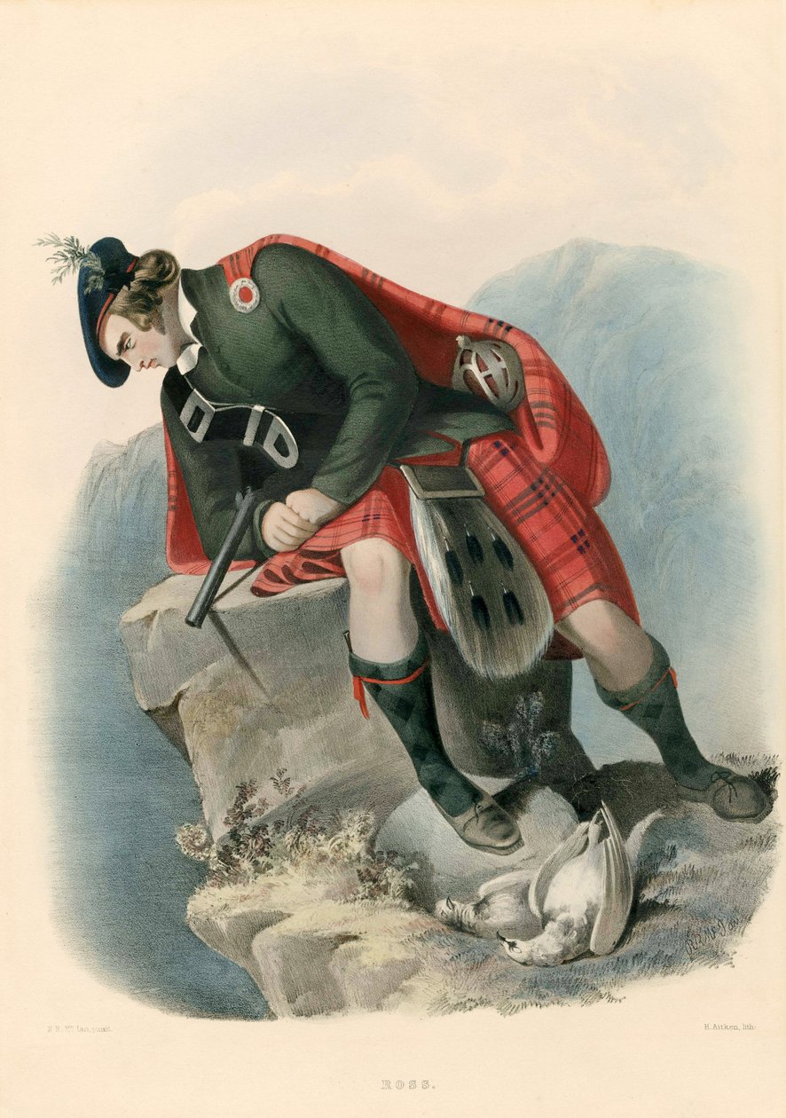 Ross, z The Clans of the Scottish Highlands, wyd.1845 autorstwa Robert Ronald McIan