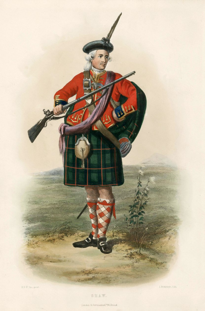 Shaw, z The Clans of the Scottish Highlands, wyd. 1845 autorstwa Robert Ronald McIan