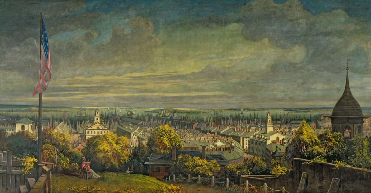 Boston Harbor z Mr. Greenes House, Pemberton Hill, 1829 (tempera na płótnie) autorstwa Robert Salmon