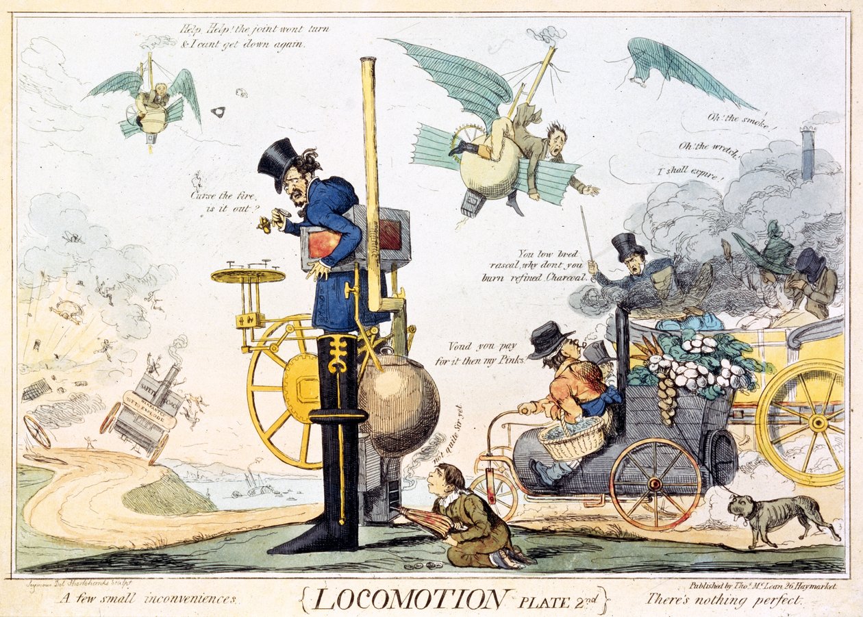 Locomotion, Plate 2nd, wyd. Thomas McLean, c.1835 (ręcznie kolorowane grawerowanie) autorstwa Robert Seymour