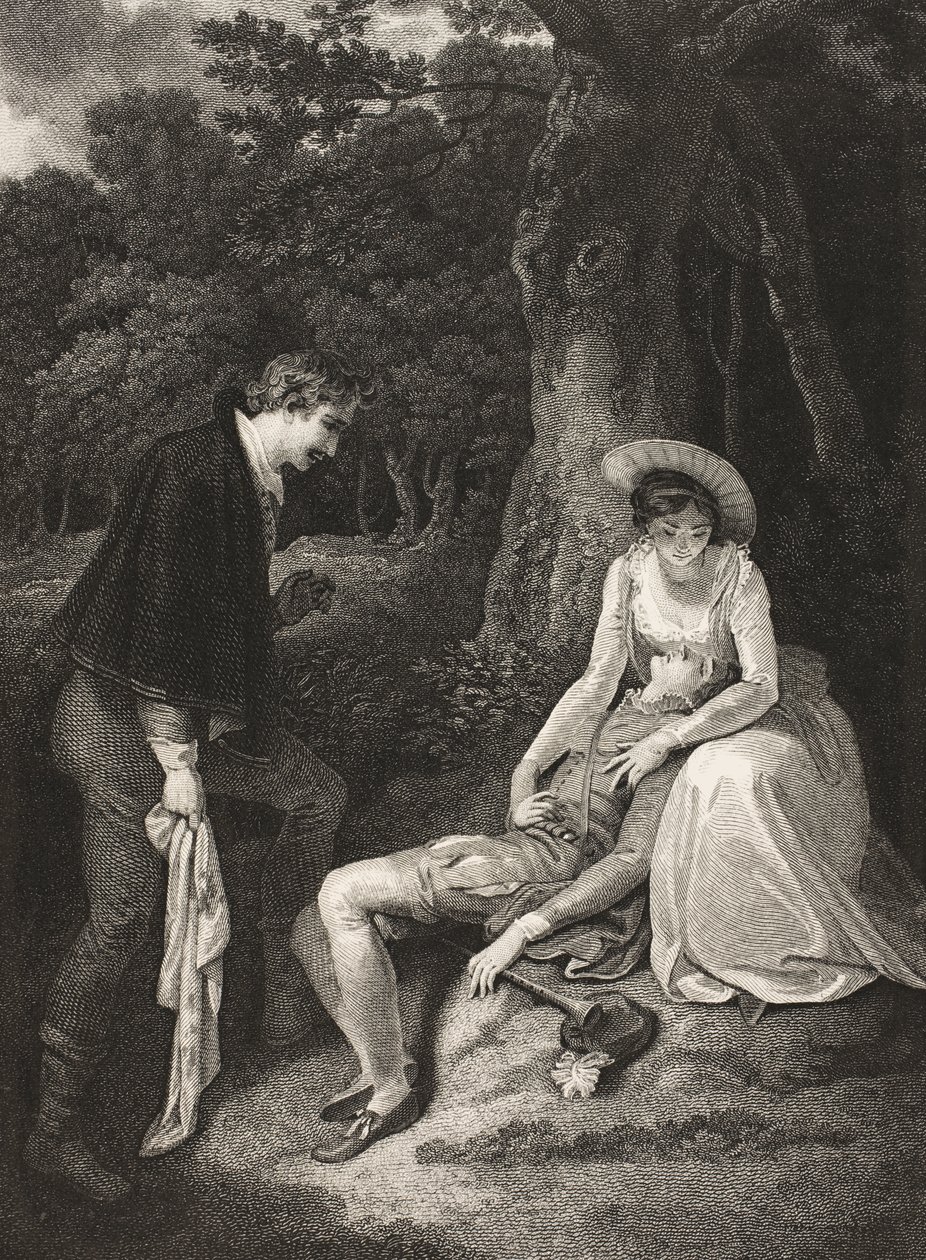 Las, akt II, scena VII, z „Jak ci się podoba”, z The Boydell Shakespeare Gallery, wydana pod koniec XIX wieku autorstwa Robert Smirke