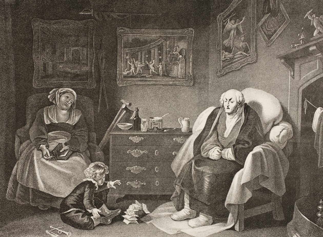 Siedem wieków człowieka, siódma epoka, akt II, scena VII, z „Jak ci się podoba”, z The Boydell Shakespeare Gallery, wydana pod koniec XIX wieku autorstwa Robert Smirke