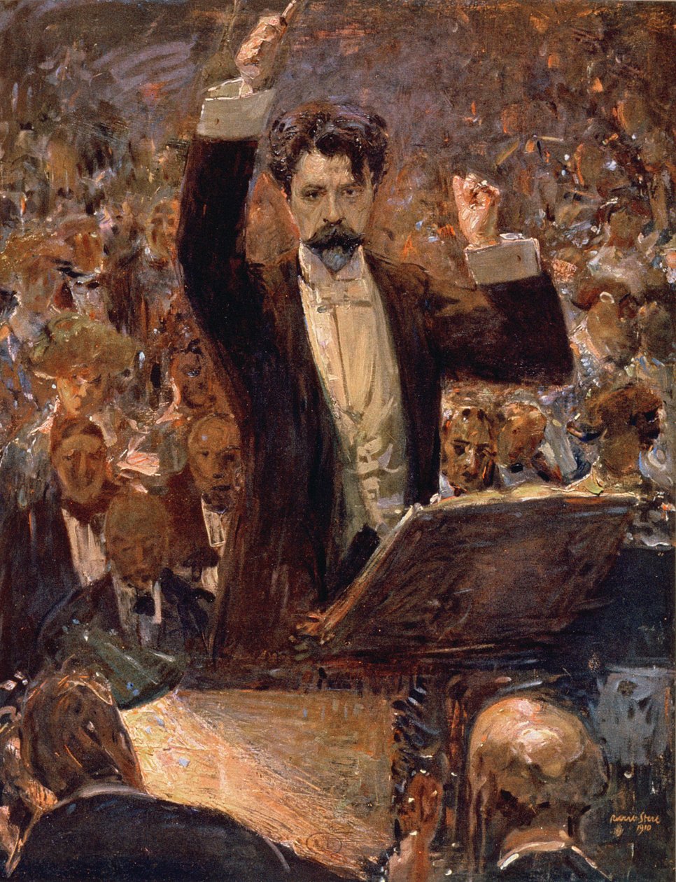 Arthur Nikisch (1855-1922) dyryguje koncertem w Gewandhaus w Lipsku, 1910 autorstwa Robert Sterl