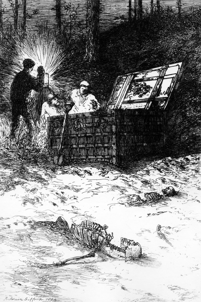 The Gold Bug, ilustracja do opowiadania Edgara Allana Poe, 1884 autorstwa Robert Swain Gifford