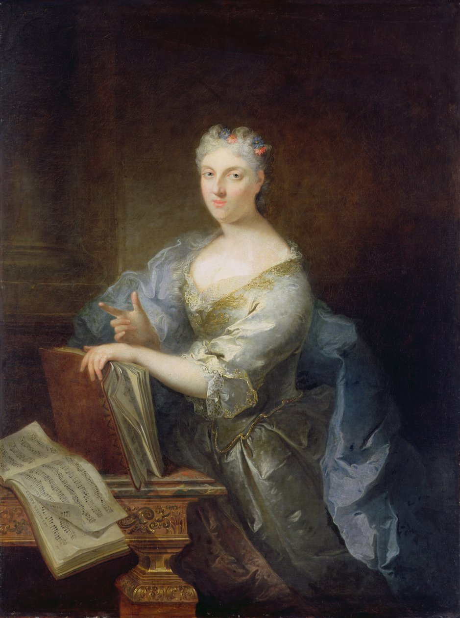 Portret piosenkarki Marie-Louise Desmatins (1670-1708) autorstwa Robert Tournieres