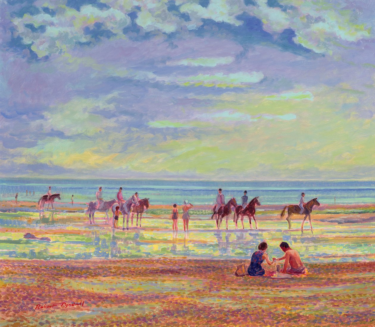 Kucyki na plaży Ferring autorstwa Robert Tyndall