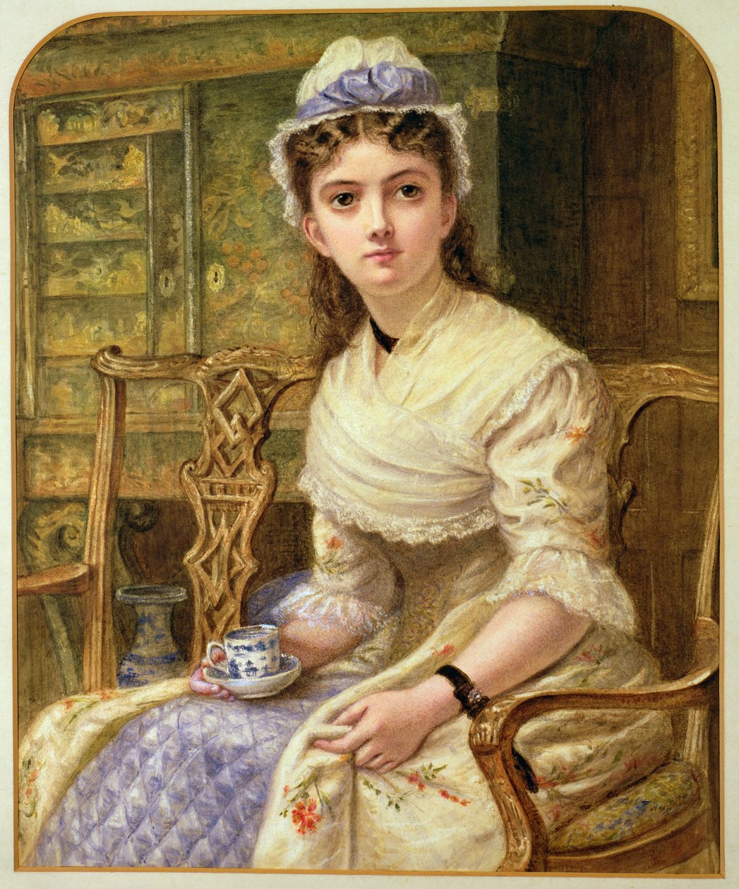 Kobieta pijąca herbatę, 1895 autorstwa Robert W. Little