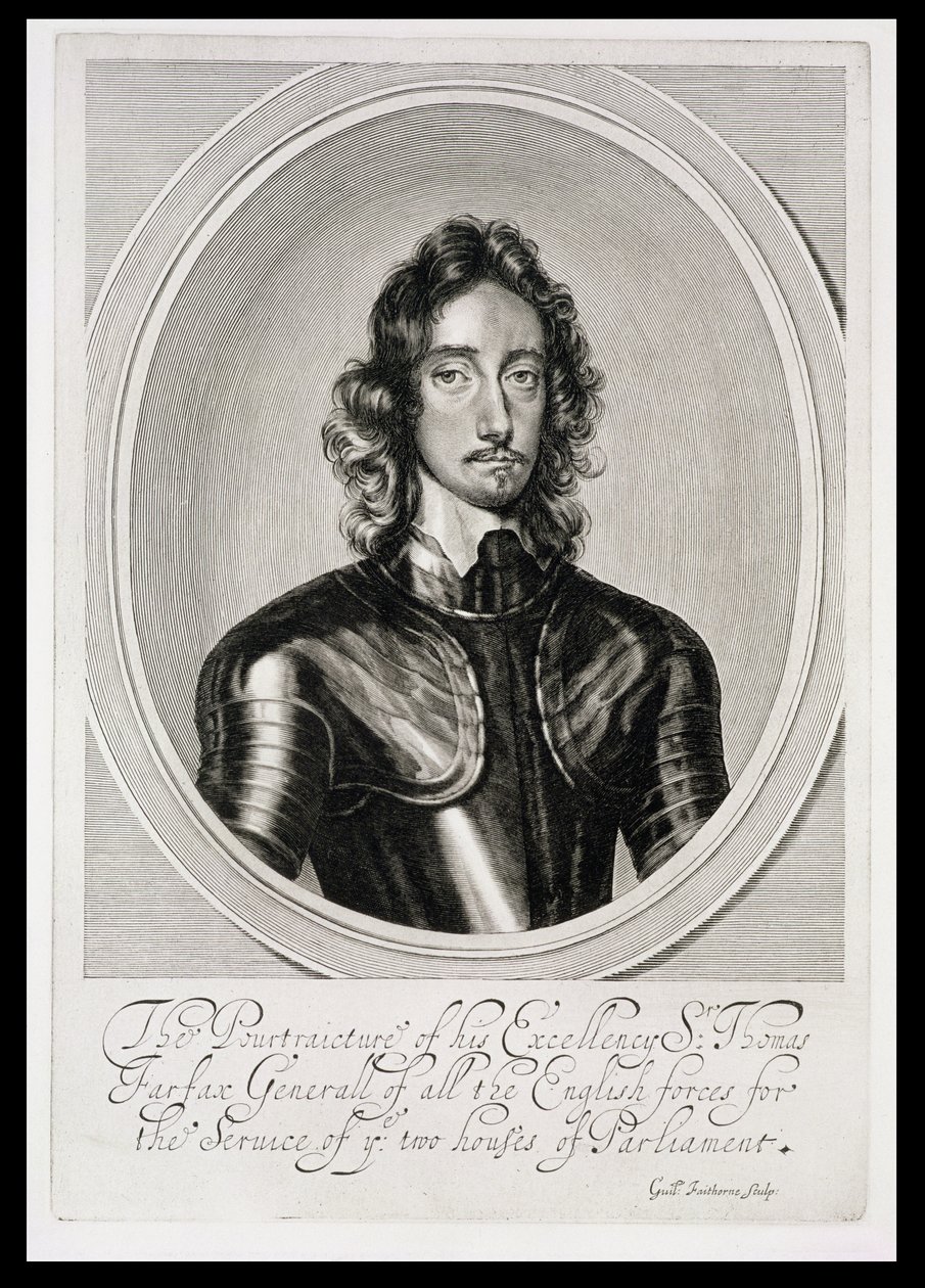 Portret Thomasa, Lorda Fairfaxa (1612-71) grawerowany przez Williama Faithorne