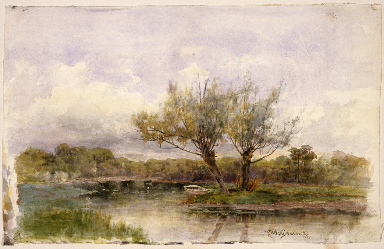 Krajobraz, 1881 (wc i grafit na papierze) autorstwa Robert Ward van Boskerck