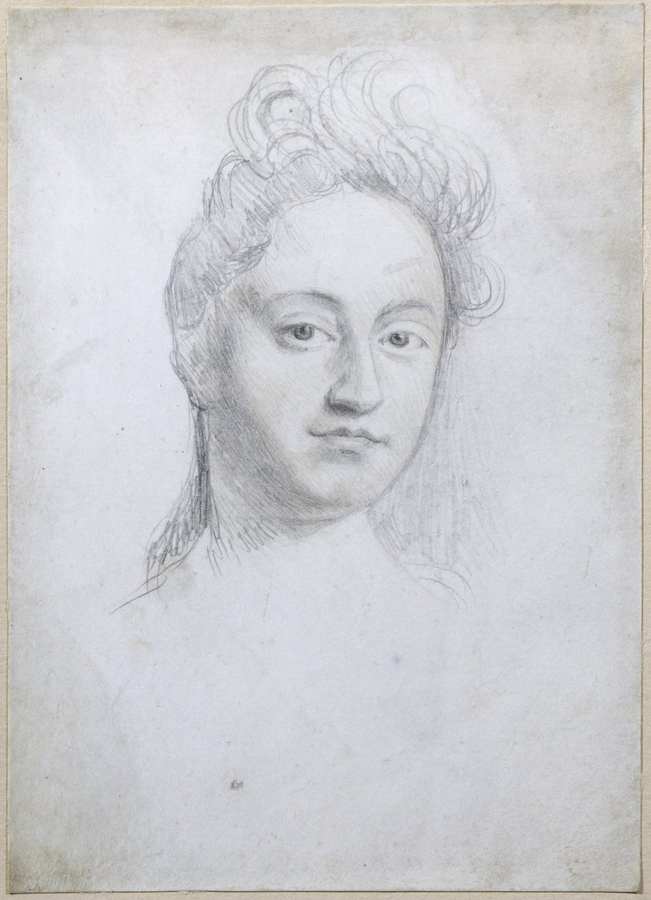Portret Sary Churchill, księżnej Marlborough (1660-1744) (ołówek na welonie) autorstwa Robert White