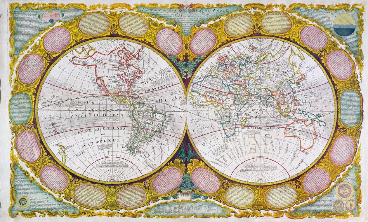Nowa i poprawna mapa świata, 1770-1797 autorstwa Robert Wilkinson