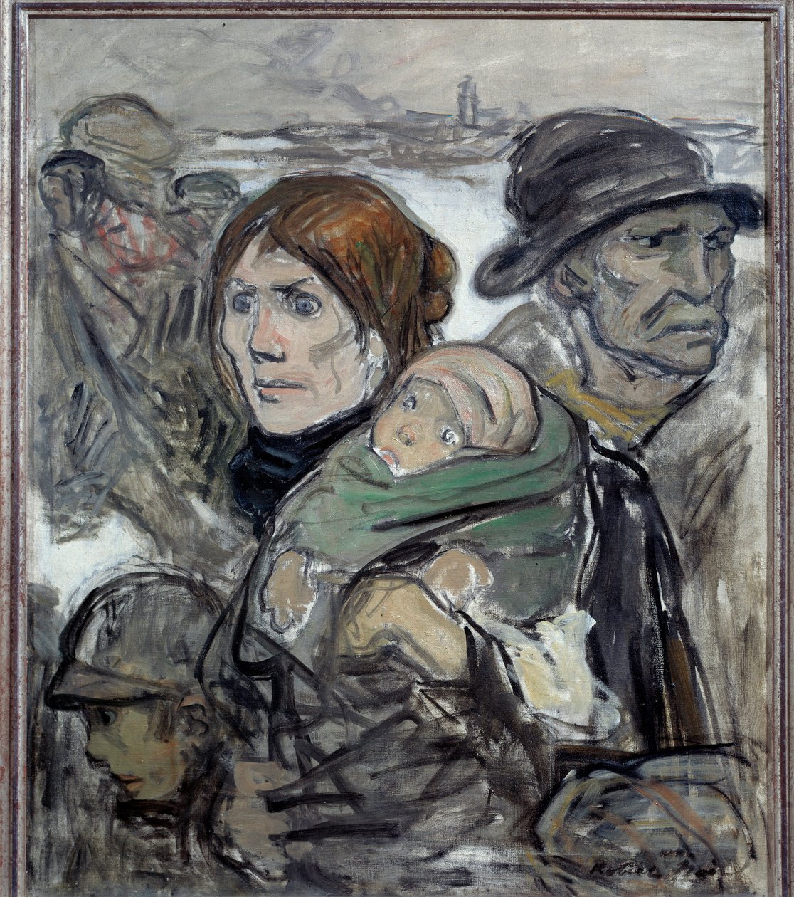 Exodus Rodzina imigrantów na drogach. Obraz Roberta Noira (1864-1931) Vernon XX wieku, Musee Poulain autorstwa Robert  Noir