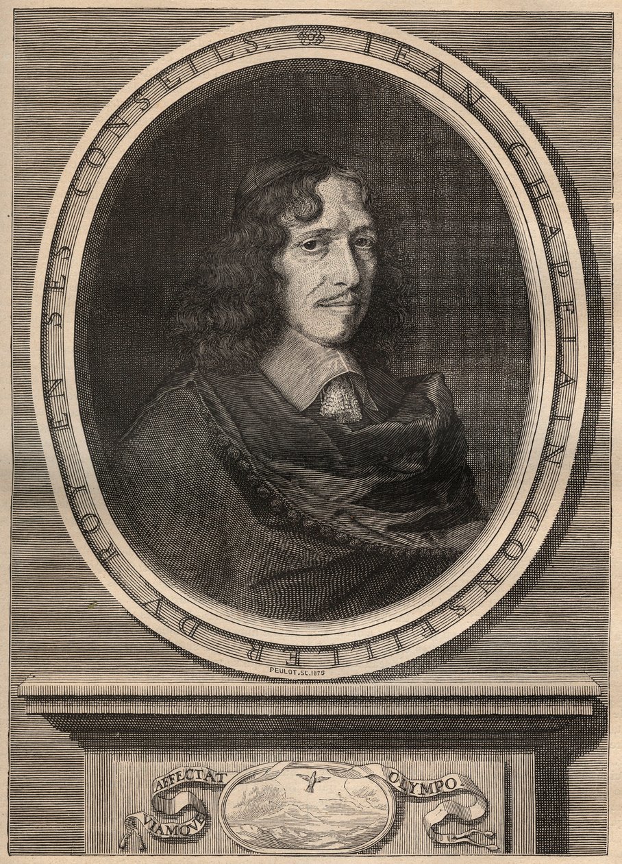 Portret Jeana Chapelaina (1595-1674), francuskiego poety - Grawerunek - Jeana Chapelaina (1595-1674) Francuskiego poety i krytyka literackiego - Grawerunek Nanteuuil et grave par Peulot. autorstwa Robert (after) Nanteuil
