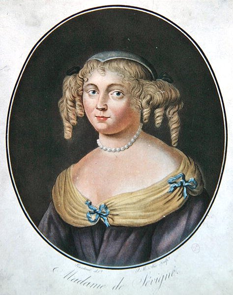 Portret Madame de Sevigne (kolor lito) autorstwa Robert (after) Nanteuil