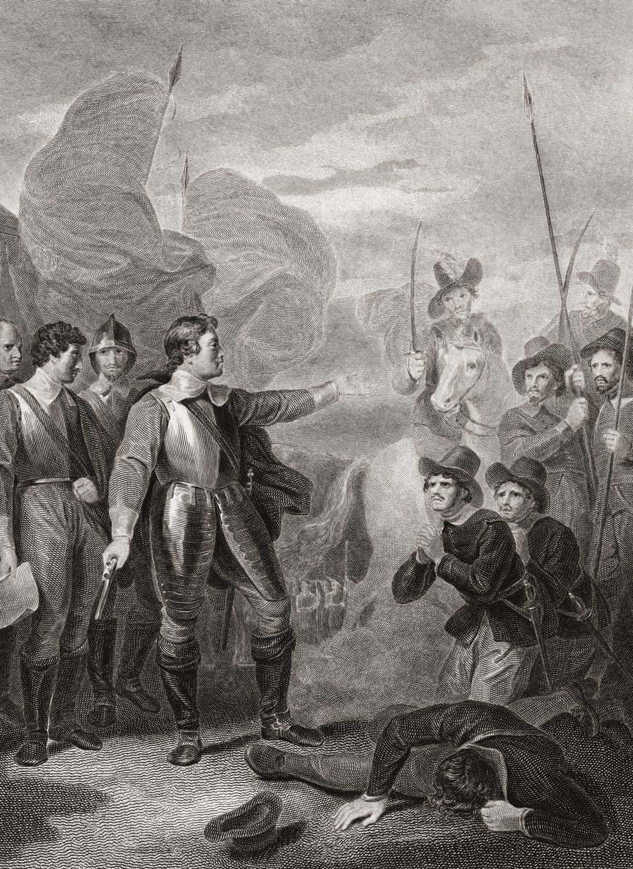Oliver Cromwell tukahduttaa Burfordin kapinan. (tulostus)kiillotus autorstwa Robert (after) Smirke