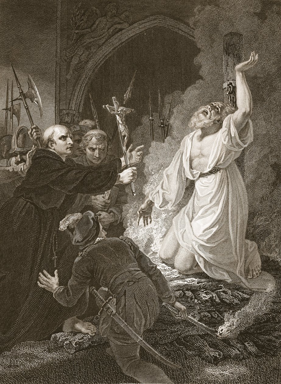 Męczeństwo arcybiskupa Cranmera, ryt. W. Bromley, ilustracja z „Historii Anglii” Davida Hume
