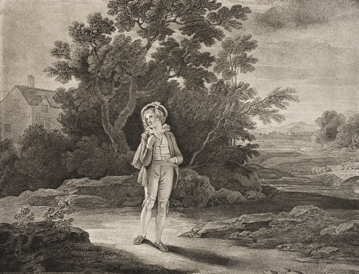 Siedem wieków człowieka, druga epoka, akt II, scena VII, z „Jak ci się podoba”, z The Boydell Shakespeare Gallery, wydana pod koniec XIX wieku (lito) autorstwa Robert (after) Smirke