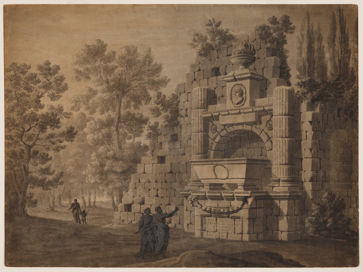 Capriccio z antycznymi postaciami pośród ruin klasycznych monumentów autorstwa Robert Adam