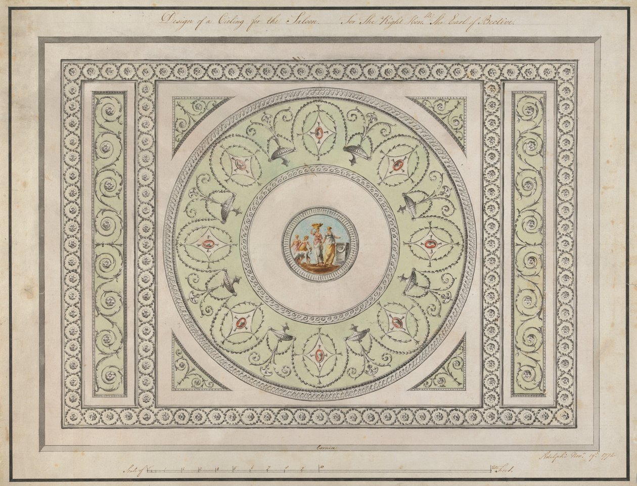 Headfort House, Irlandia: Sufit salonu autorstwa Robert Adam