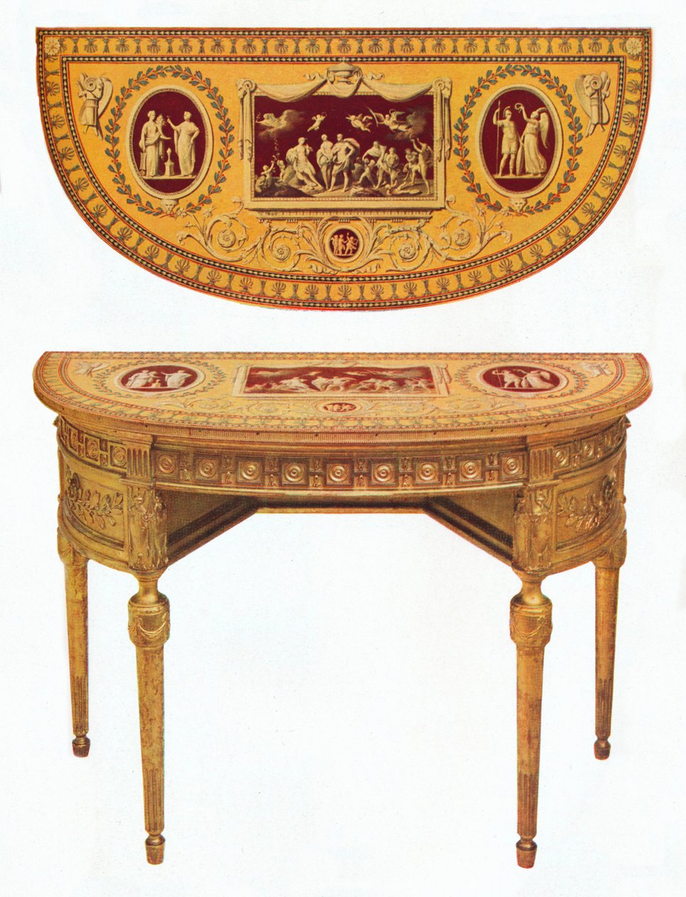 Jeden z dwóch stolików Adama, blat malowany w stylu Pergolesiego, XVIII w. autorstwa Robert Adam