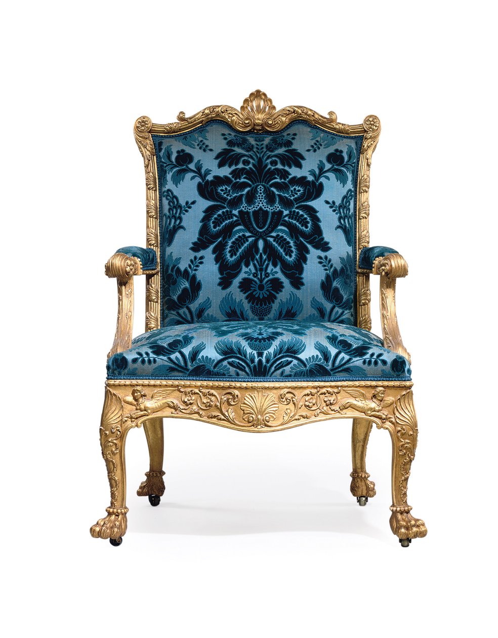 Jeden z pary pozłacanych foteli George III autorstwa Robert Adam
