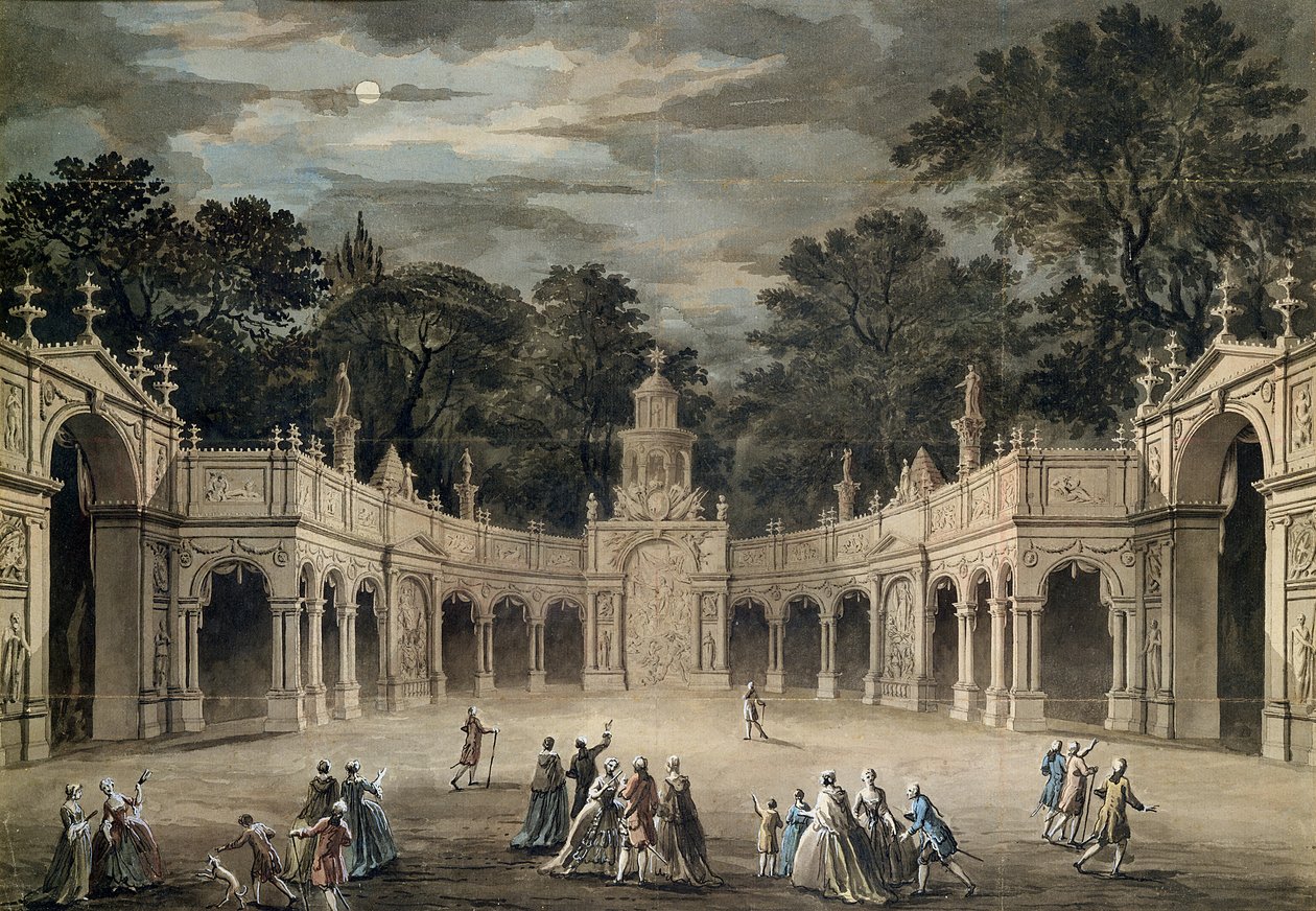 Iluminacje w Buckingham House na urodziny króla Jerzego III, 4 czerwca 1783 (pióro i toaleta) autorstwa Robert Adam