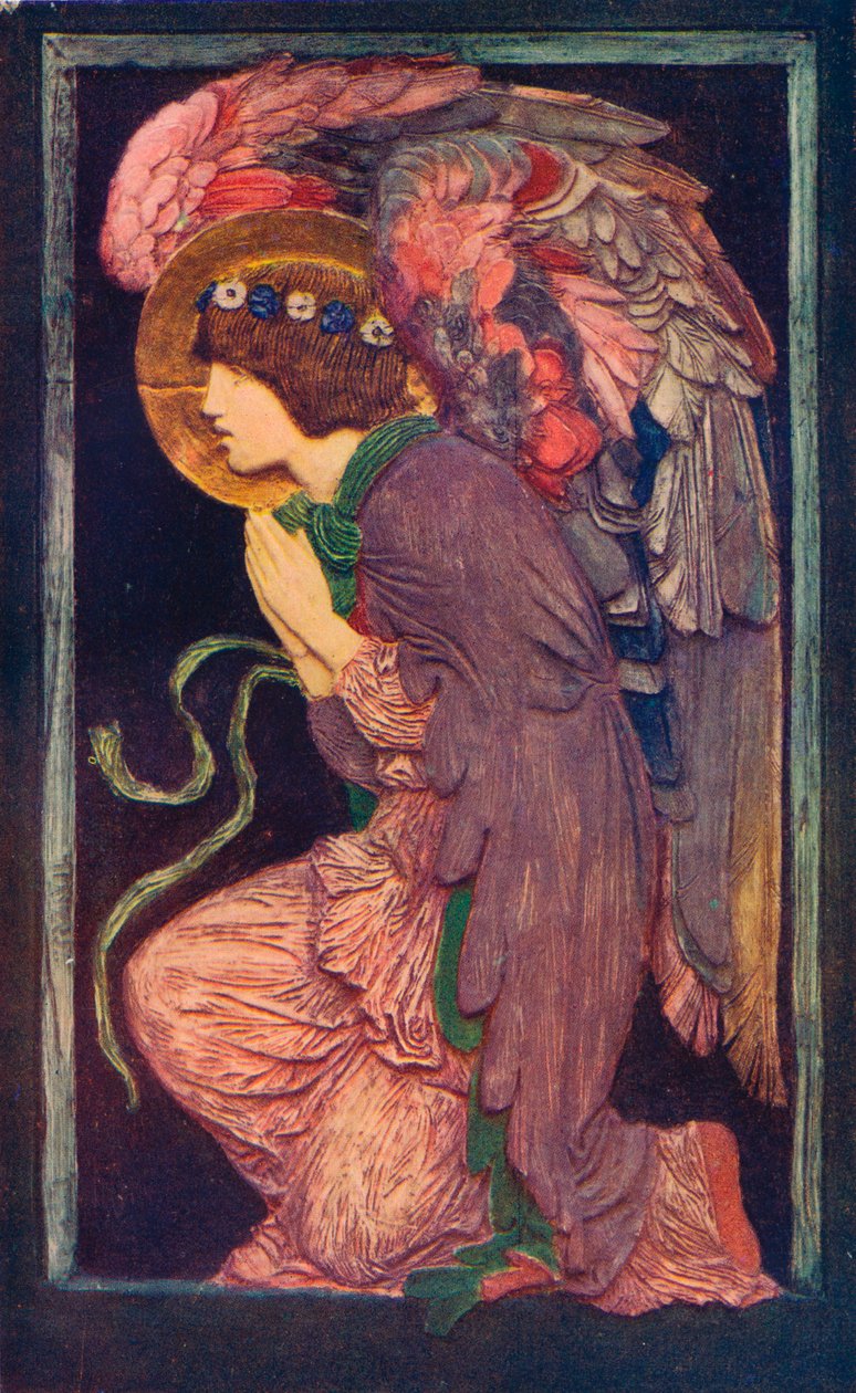 Anielska adoracja`, kolorowy gipsowy relief Roberta Anninga Bella, c1901 1901-1902. autorstwa Robert Anning Bell