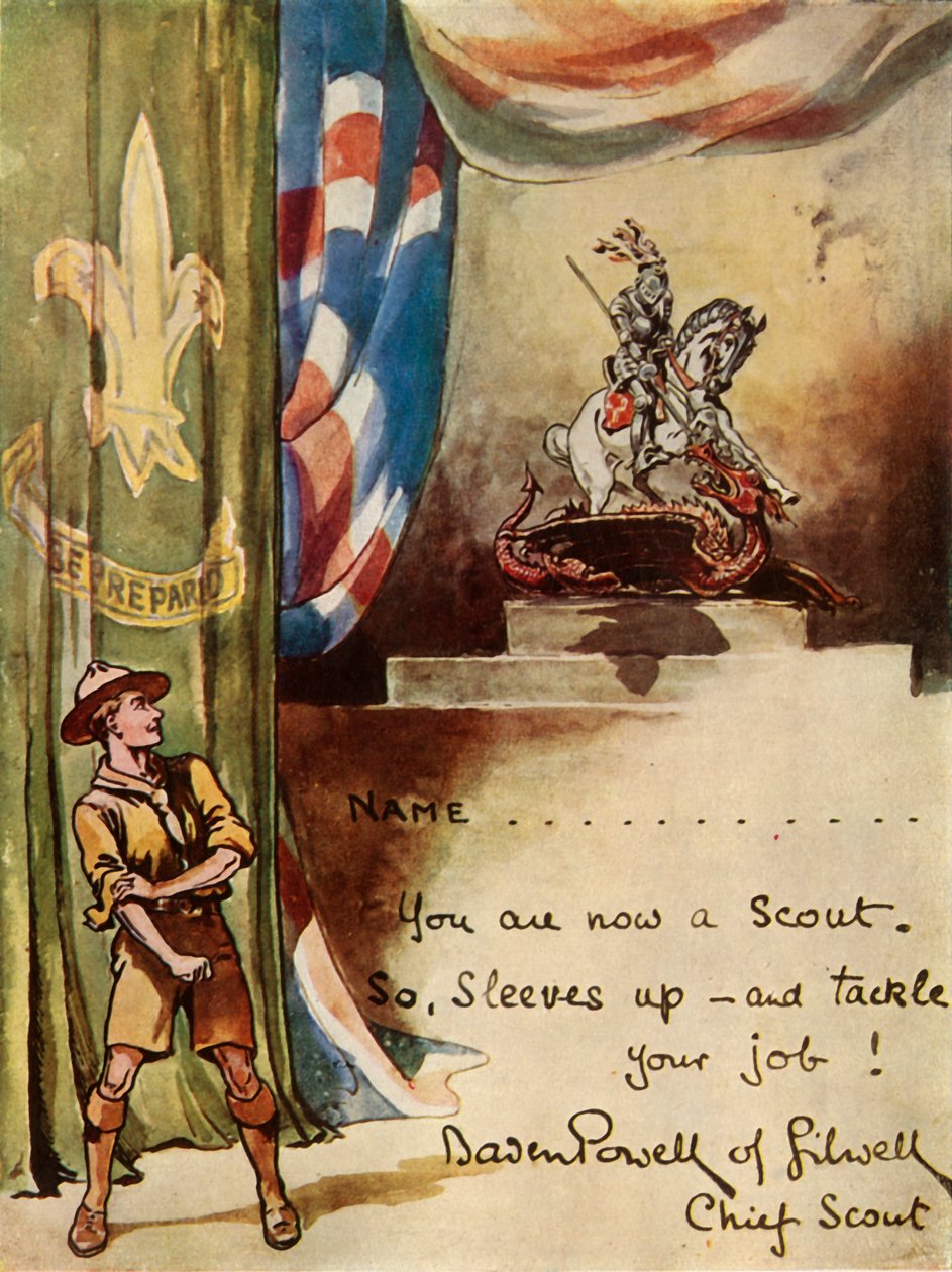 Projekt karty rekrutacyjnej harcerskiej, 1944. autorstwa Robert Baden Powell