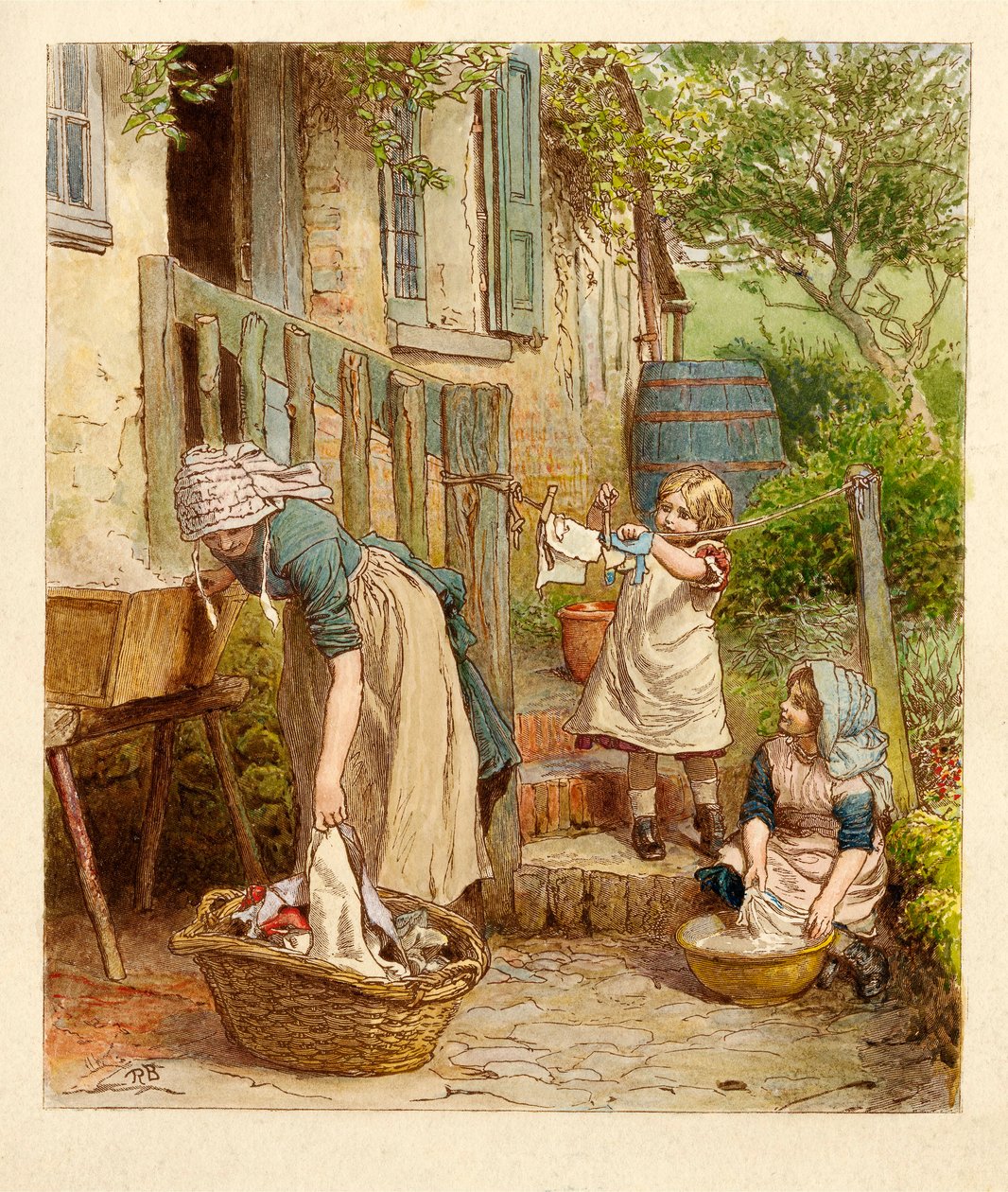 Matka i dzieci wychodzą na pranie, wyd. 1854. autorstwa Robert Barnes