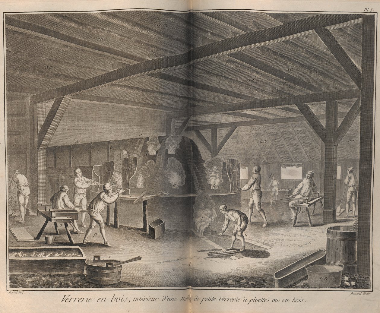 Produkcja szkła. Z Encyclopédie autorstwa Denisa Diderota i Jeana Le Ronda dAlemberta, 1751-1765. autorstwa Robert Benard