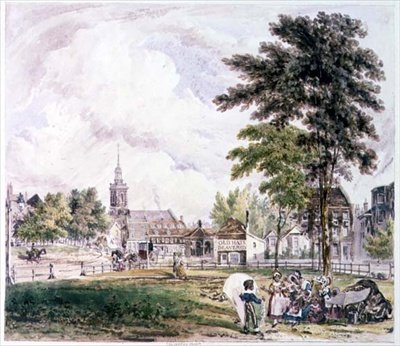 Islington Green: Widok w kierunku kościoła (druk) autorstwa Robert Blemell Schnebbelie