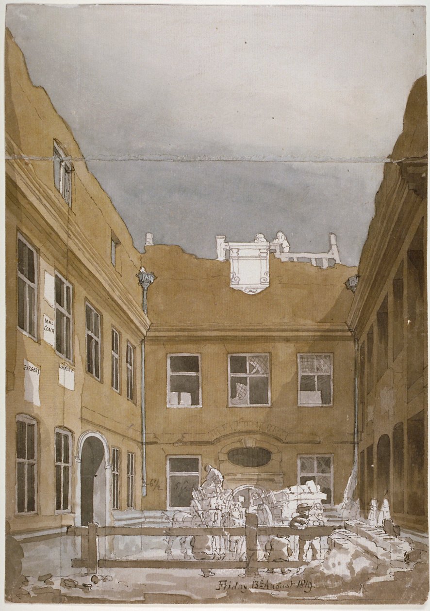 Blackwell Hall, City of London, 1819 autorstwa Robert Blemmell Schnebbelie