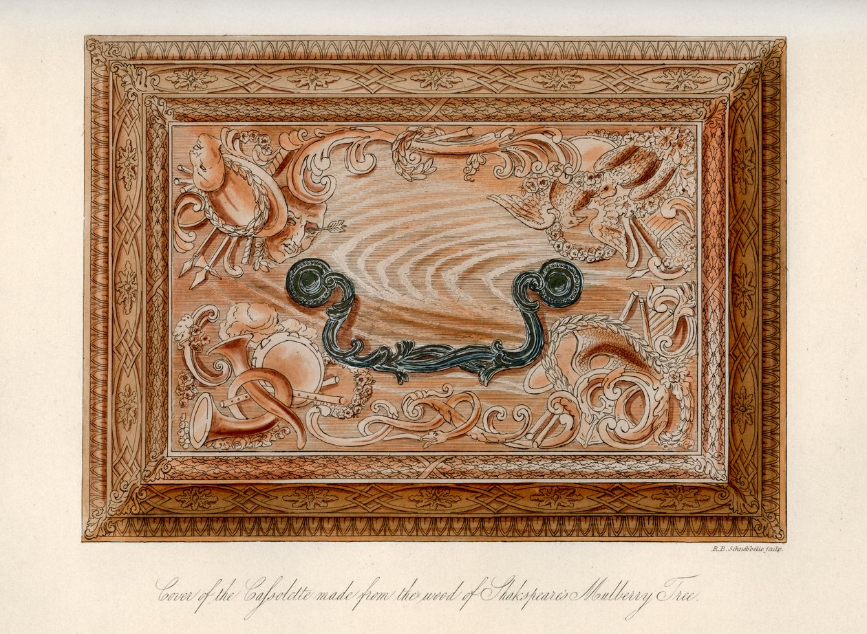 Rzeźbiona zapiekanka z drewna morwy Szekspira, XVIII w., 1840 r. autorstwa Robert Blemmell Schnebbelie