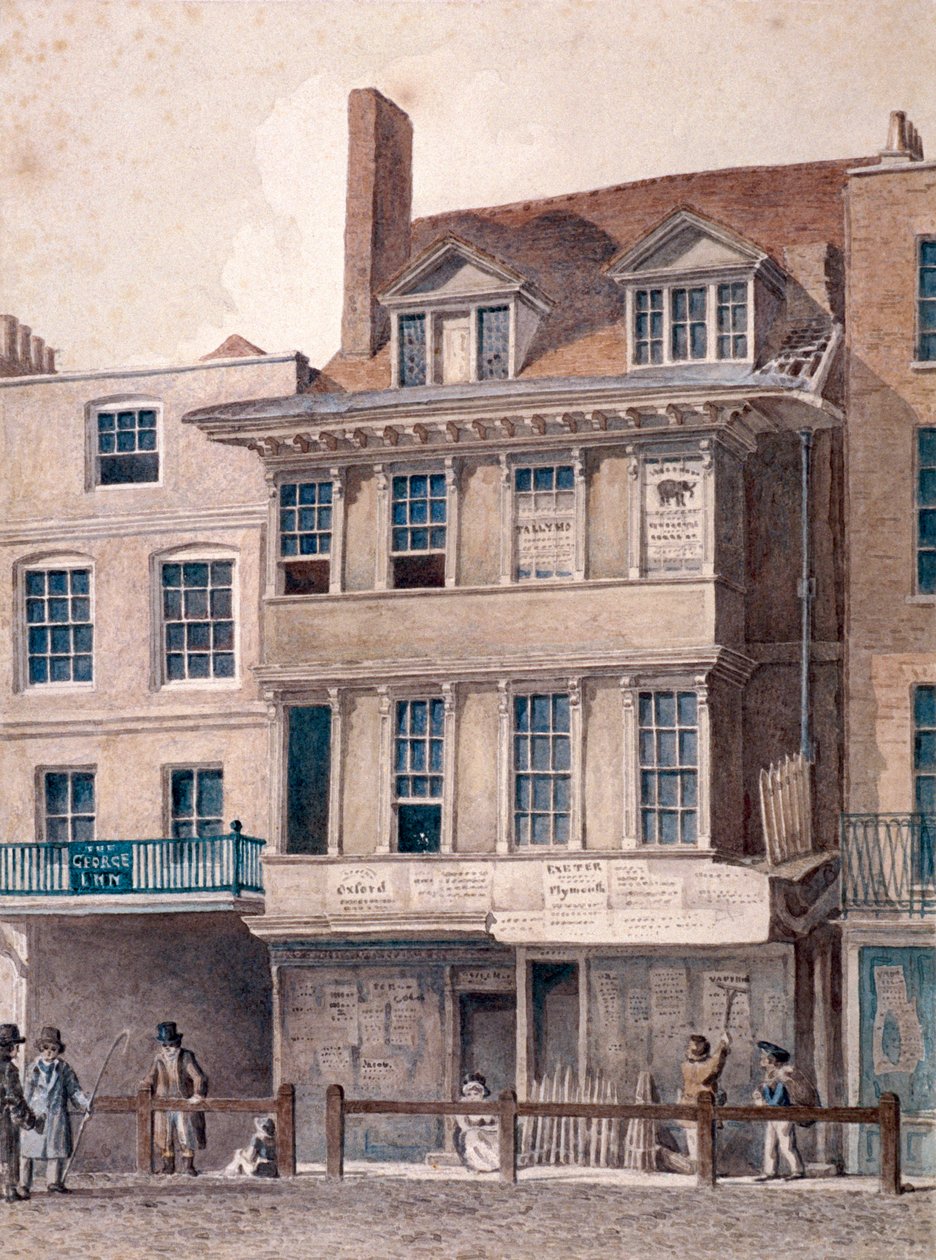 George Inn, West Smithfield, Londyn, ok. 1830 r. autorstwa Robert Blemmell Schnebbelie