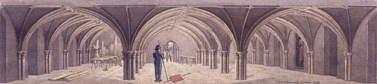 Krypta Guildhall, Londyn, 1821 autorstwa Robert Blemmell Schnebbelie
