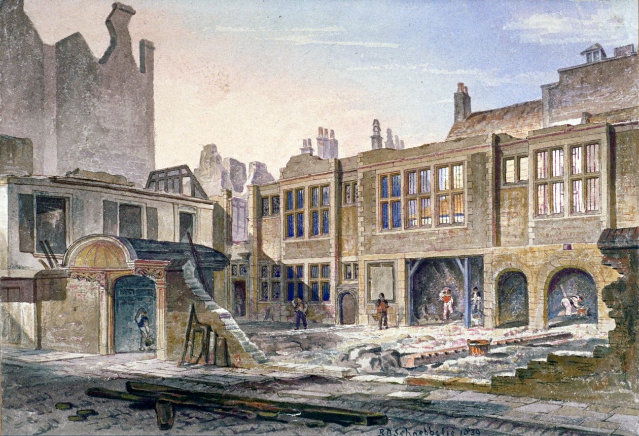 Widok rozbiórki Winchester Place, Londyn, 1839 autorstwa Robert Blemmell Schnebbelie