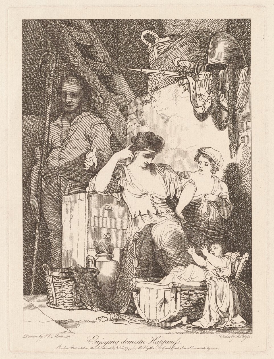 Cieszenie się szczęściem domowym autorstwa Robert Blyth, after John Hamilton Mortimer