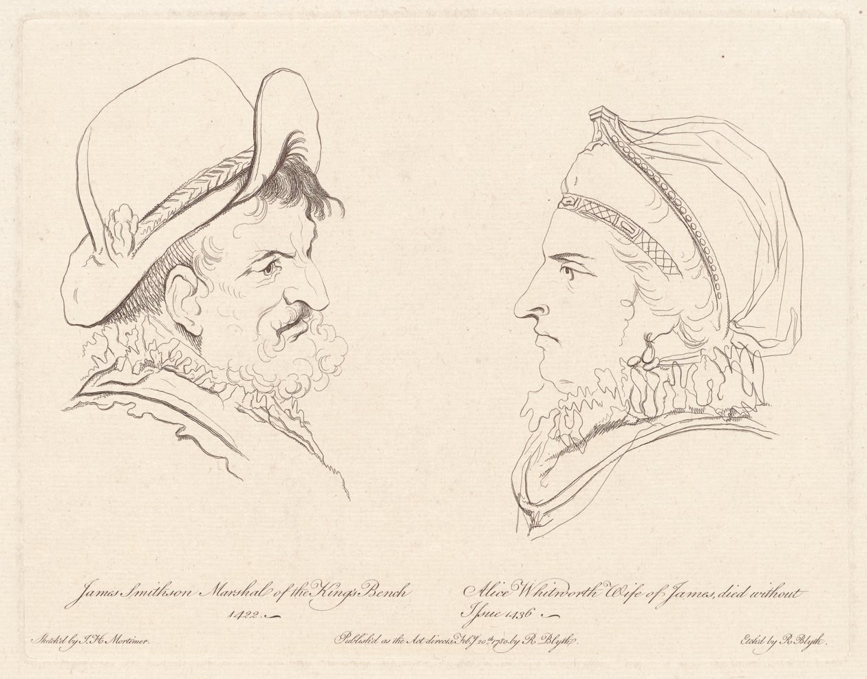 James Smithson i Alice Whitworth autorstwa Robert Blyth, after John Hamilton Mortimer