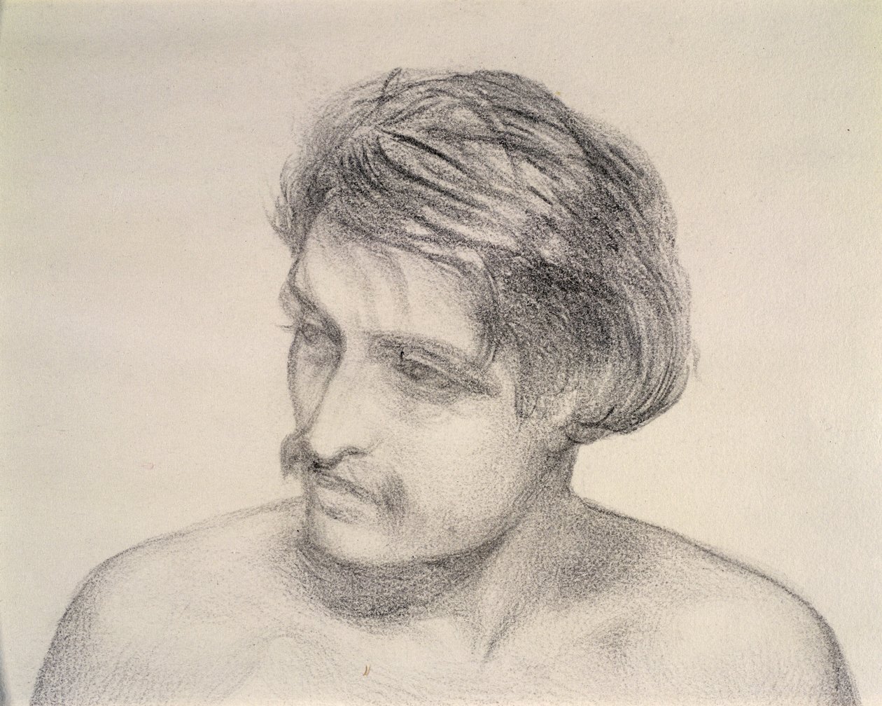 Studium głowy mężczyzny (ołówek na papierze) autorstwa Robert Braithwaite Martineau
