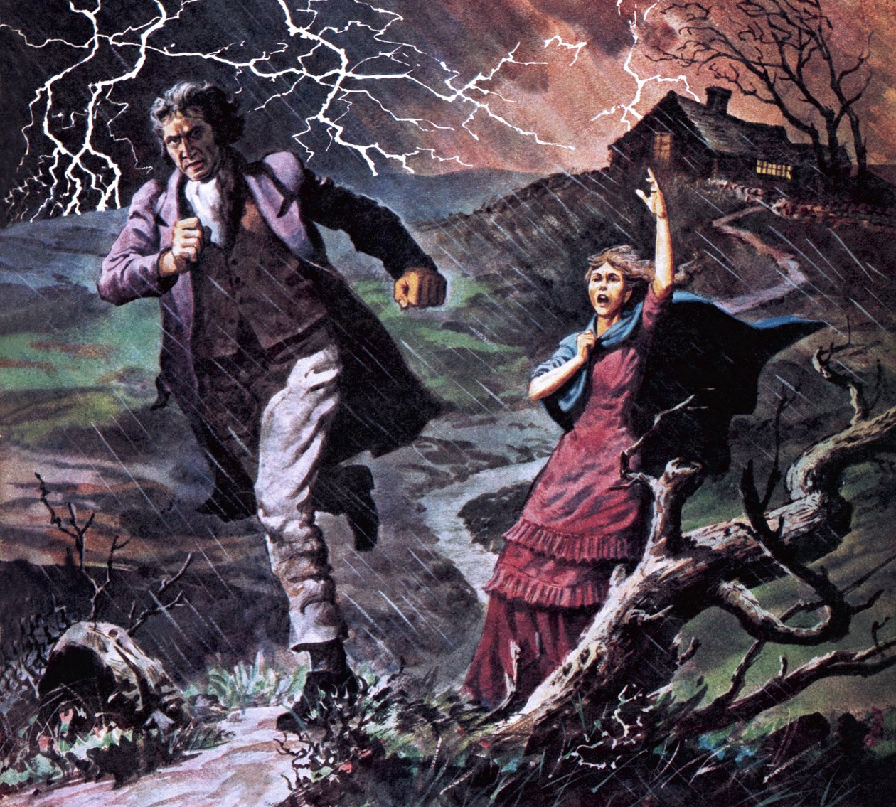 Heathcliff i Cathy, z powieści Wichrowe Wzgórza autorstwa Robert Brook