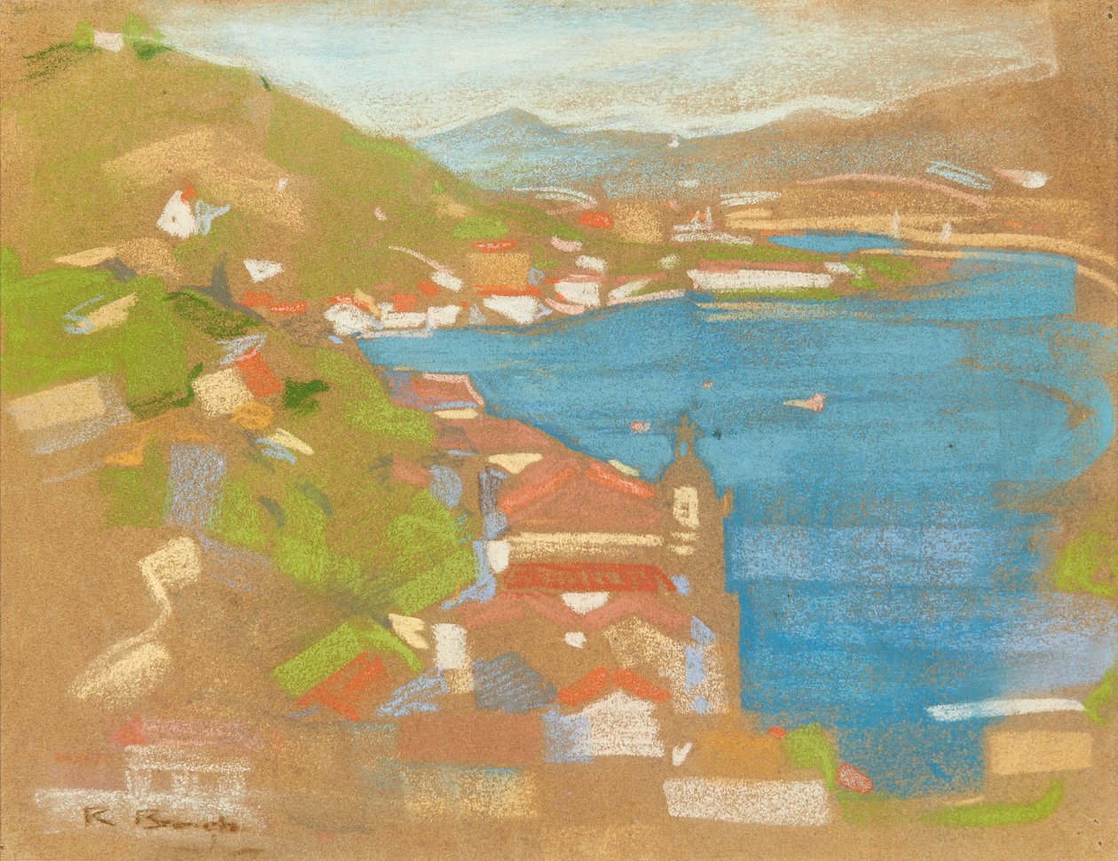 Na południe od Concarneau (pastel na papierze płowożółtym) autorstwa Robert Brough