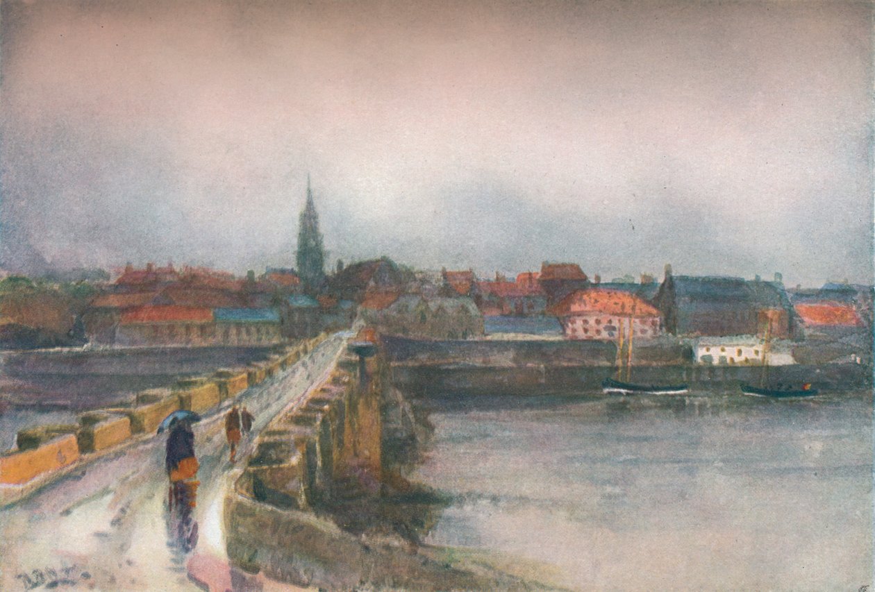 Mokry dzień, most Old Berwick, c1877-1906, 1906. autorstwa Robert Buchan Nisbet