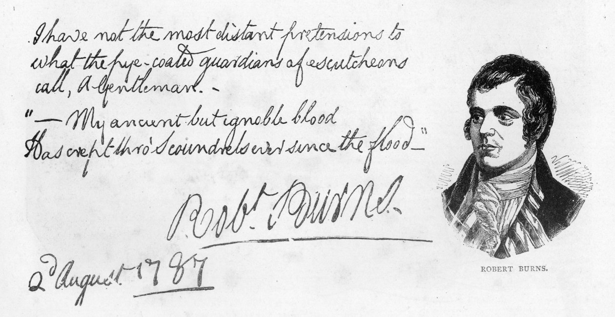 Pismo odręczne i podpis Roberta Burnsa, 1787 r. autorstwa Robert Burns