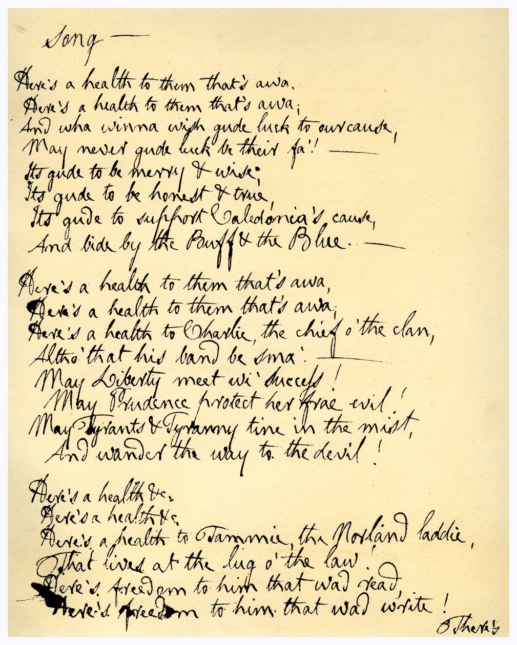 Oto zdrowie dla nich to awa, c1792. autorstwa Robert Burns