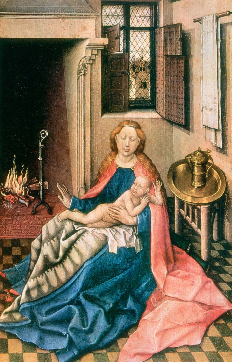 Madonna z Dzieciątkiem przed kominkiem, 1430 autorstwa Robert Campin