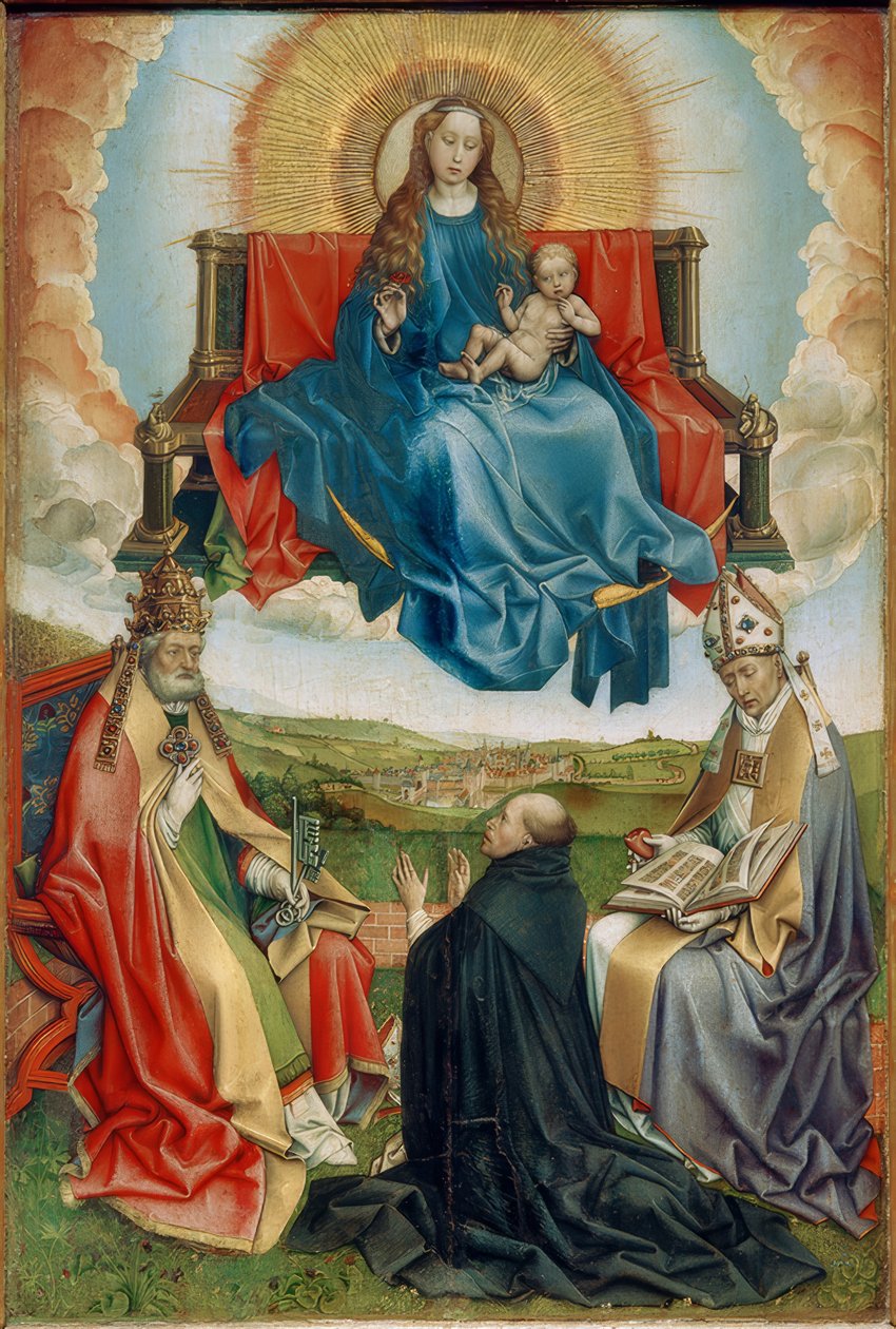 Madonna w chwale z darczyńcami i św. Piotra i Augustyna autorstwa Robert Campin
