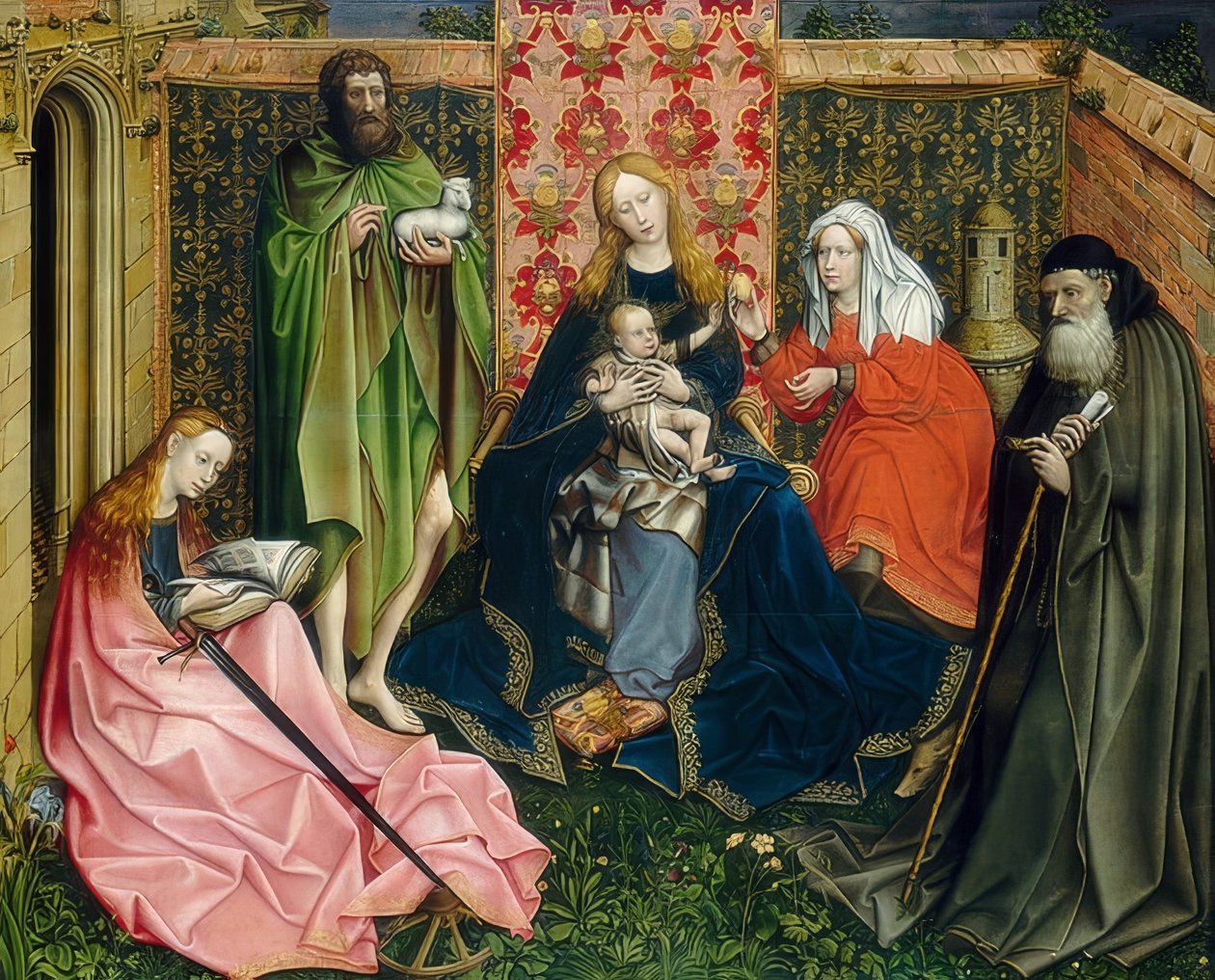 Madonna z Dzieciątkiem i świętymi w Hortus conclusus. Około 1440/60 autorstwa Robert Campin