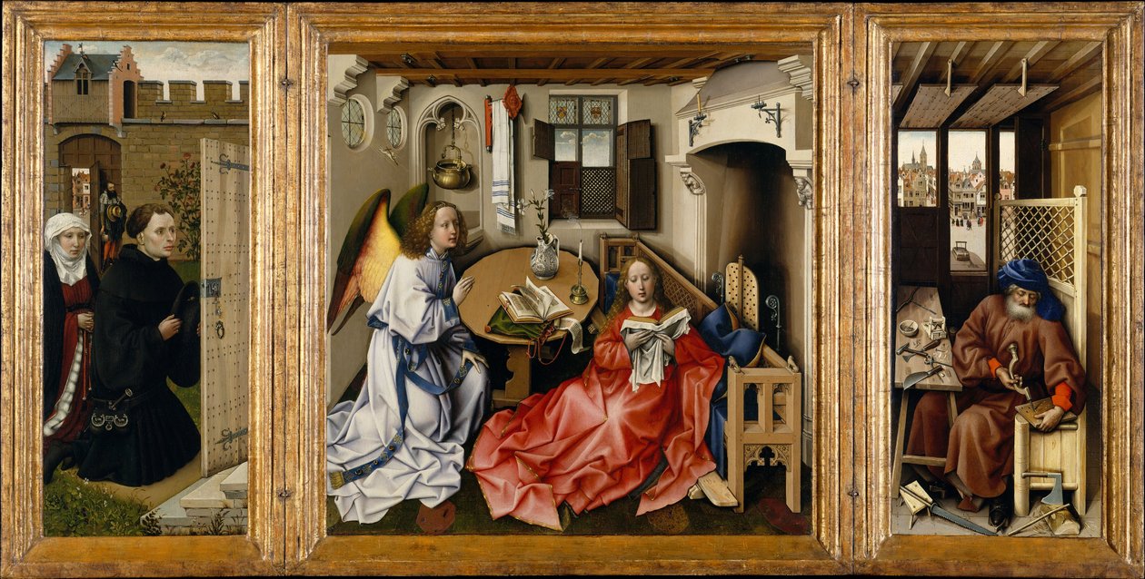 Tryptyk ze Zwiastowaniem, znany jako Ołtarz Merode autorstwa Robert Campin