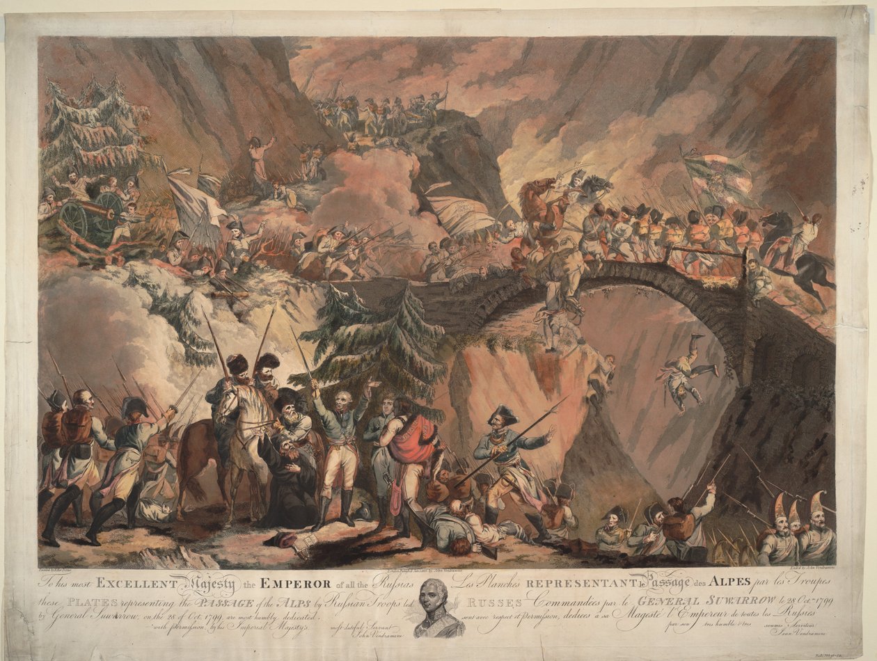 Armia Aleksandra Suworowa przekraczająca Alpy w 1799, 1805 autorstwa Robert Carr Porter